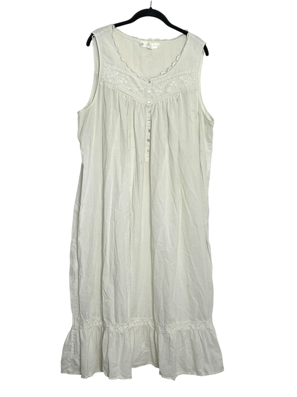 Eileen West XL White Cotton Lawn Long Nightgown Cottagecore Grannycore